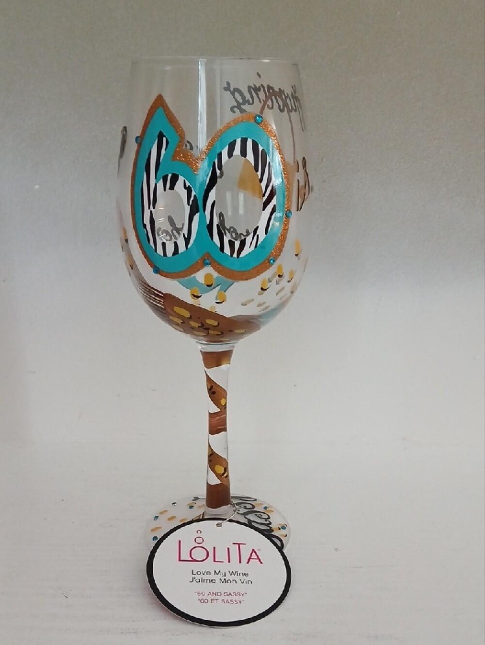 Lolita Pink Wine Glass - 60 And Sassy - Picture 3 of 4